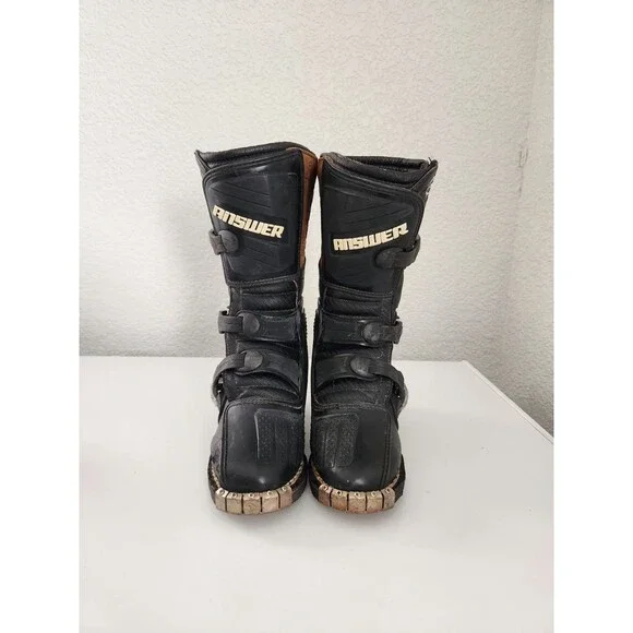 Answer Boys Racing Youth Boots Size 3 Show Lots Of Wear Please See Pictures - Picture 2 of 12
